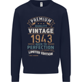 Premium Vintage 80th Birthday 1943 Mens Sweatshirt Jumper Navy Blue