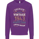 Premium Vintage 80th Birthday 1943 Mens Sweatshirt Jumper Purple