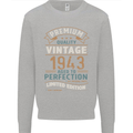 Premium Vintage 80th Birthday 1943 Mens Sweatshirt Jumper Sports Grey