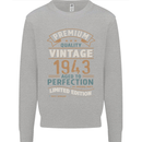 Premium Vintage 80th Birthday 1943 Mens Sweatshirt Jumper Sports Grey