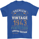 Premium Vintage 80th Birthday 1943 Mens T-Shirt 100% Cotton Royal Blue