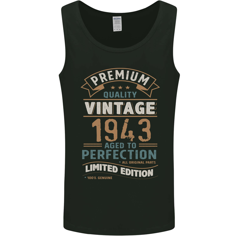 Premium Vintage 80th Birthday 1943 Mens Vest Tank Top Black