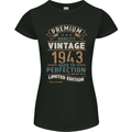 Premium Vintage 80th Birthday 1943 Womens Petite Cut T-Shirt Black