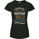 Premium Vintage 80th Birthday 1943 Womens Petite Cut T-Shirt Black