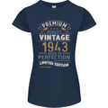 Premium Vintage 80th Birthday 1943 Womens Petite Cut T-Shirt Navy Blue