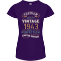 Premium Vintage 80th Birthday 1943 Womens Petite Cut T-Shirt Purple