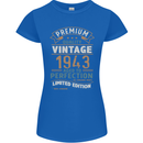 Premium Vintage 80th Birthday 1943 Womens Petite Cut T-Shirt Royal Blue