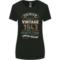 Premium Vintage 80th Birthday 1943 Womens Wider Cut T-Shirt Black