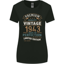 Premium Vintage 80th Birthday 1943 Womens Wider Cut T-Shirt Black