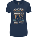 Premium Vintage 80th Birthday 1943 Womens Wider Cut T-Shirt Navy Blue