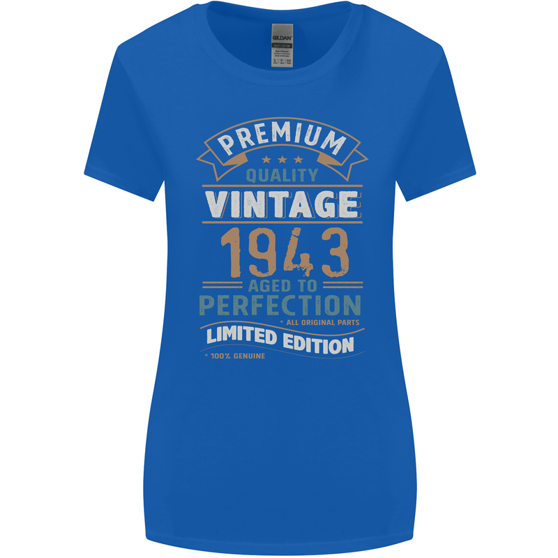 Premium Vintage 80th Birthday 1943 Womens Wider Cut T-Shirt Royal Blue