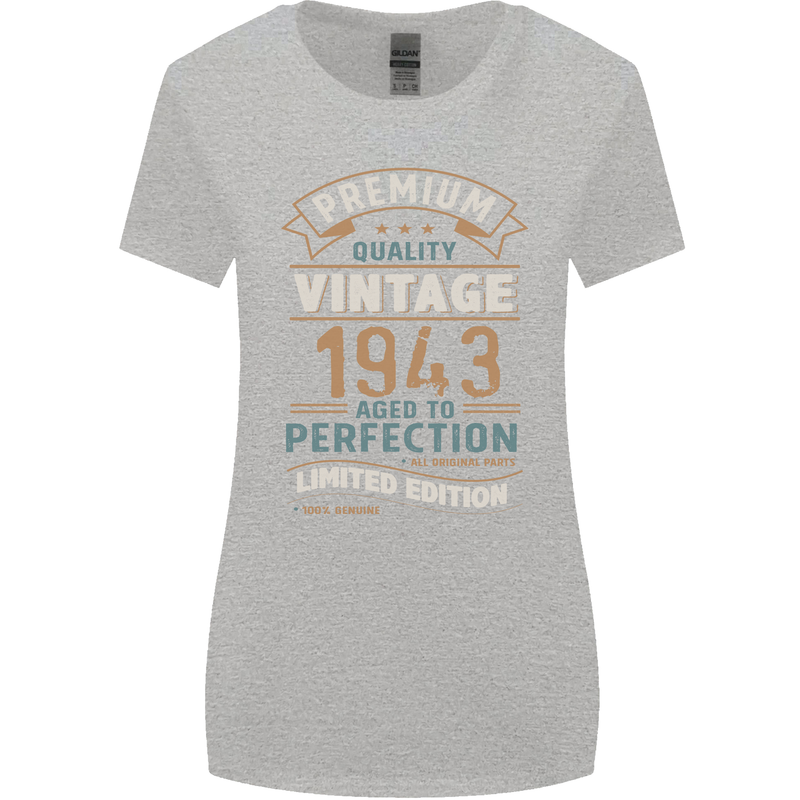Premium Vintage 80th Birthday 1943 Womens Wider Cut T-Shirt Sports Grey