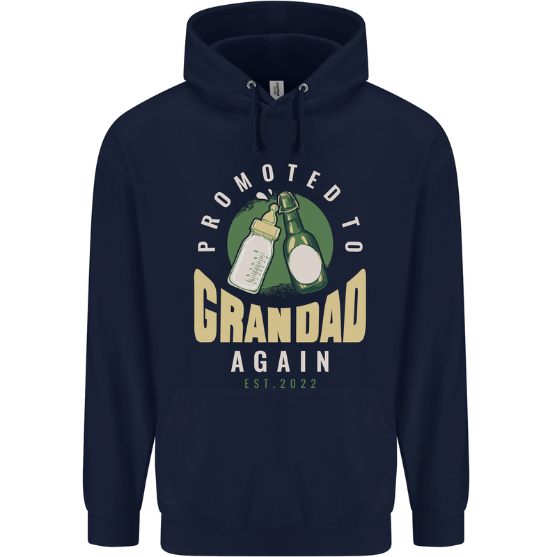 Promoted to Grandad Est. 2022 Childrens Kids Hoodie Navy Blue