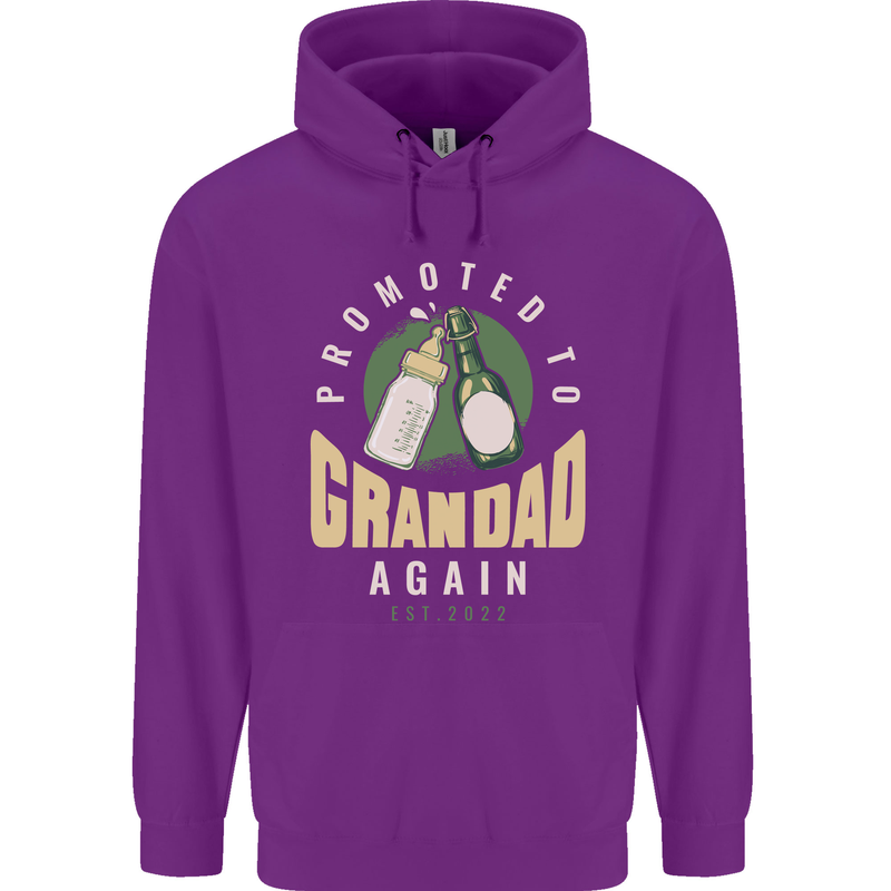 Promoted to Grandad Est. 2022 Mens 80% Cotton Hoodie Purple