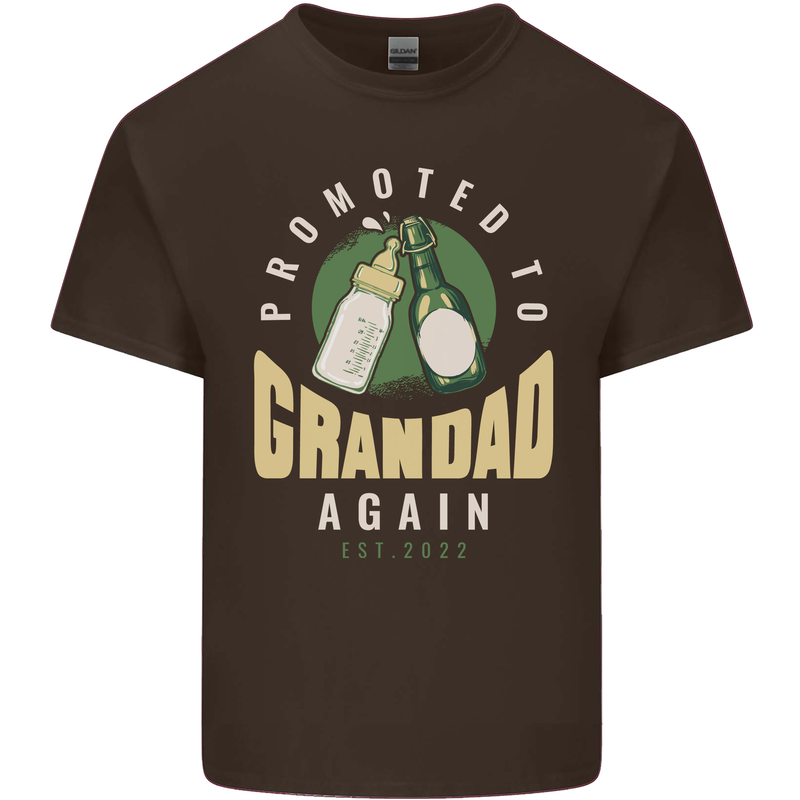 Promoted to Grandad Est. 2022 Mens Cotton T-Shirt Tee Top Dark Chocolate