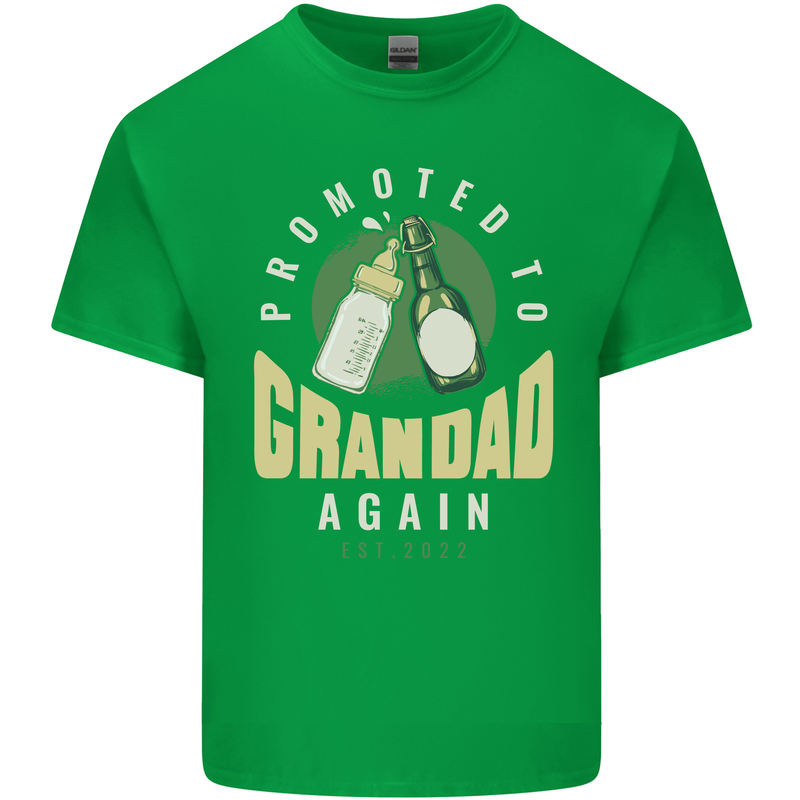 Promoted to Grandad Est. 2022 Mens Cotton T-Shirt Tee Top Irish Green