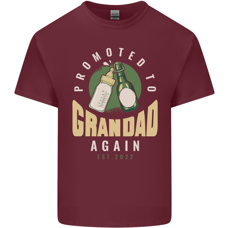 Promoted to Grandad Est. 2022 Mens Cotton T-Shirt Tee Top Maroon