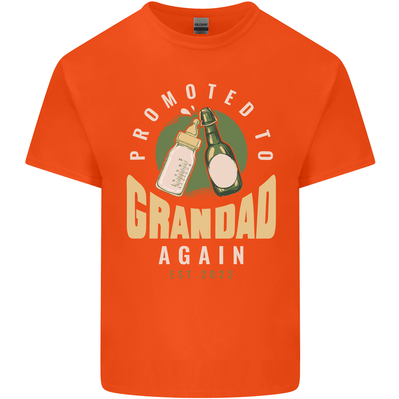 Promoted to Grandad Est. 2022 Mens Cotton T-Shirt Tee Top Orange