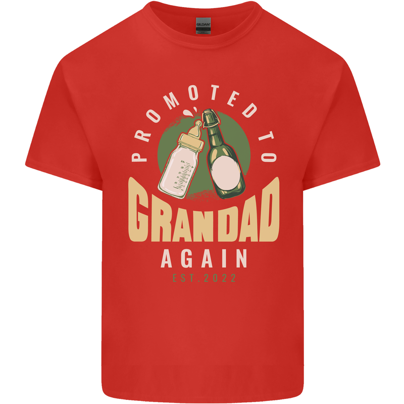 Promoted to Grandad Est. 2022 Mens Cotton T-Shirt Tee Top Red