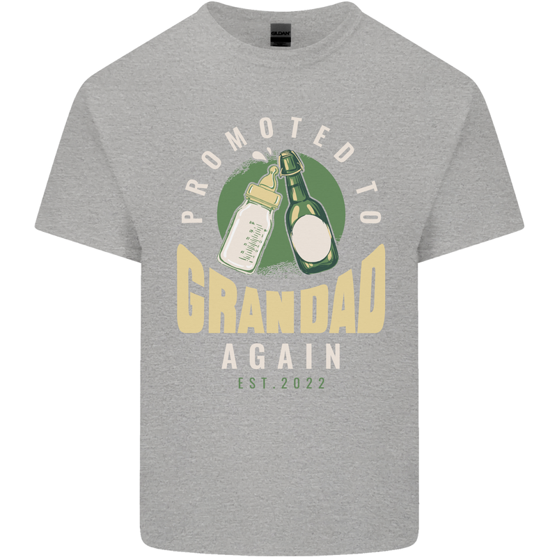 Promoted to Grandad Est. 2022 Mens Cotton T-Shirt Tee Top Sports Grey