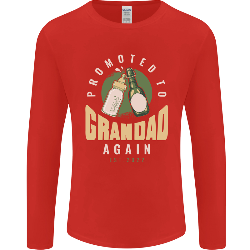 Promoted to Grandad Est. 2022 Mens Long Sleeve T-Shirt Red