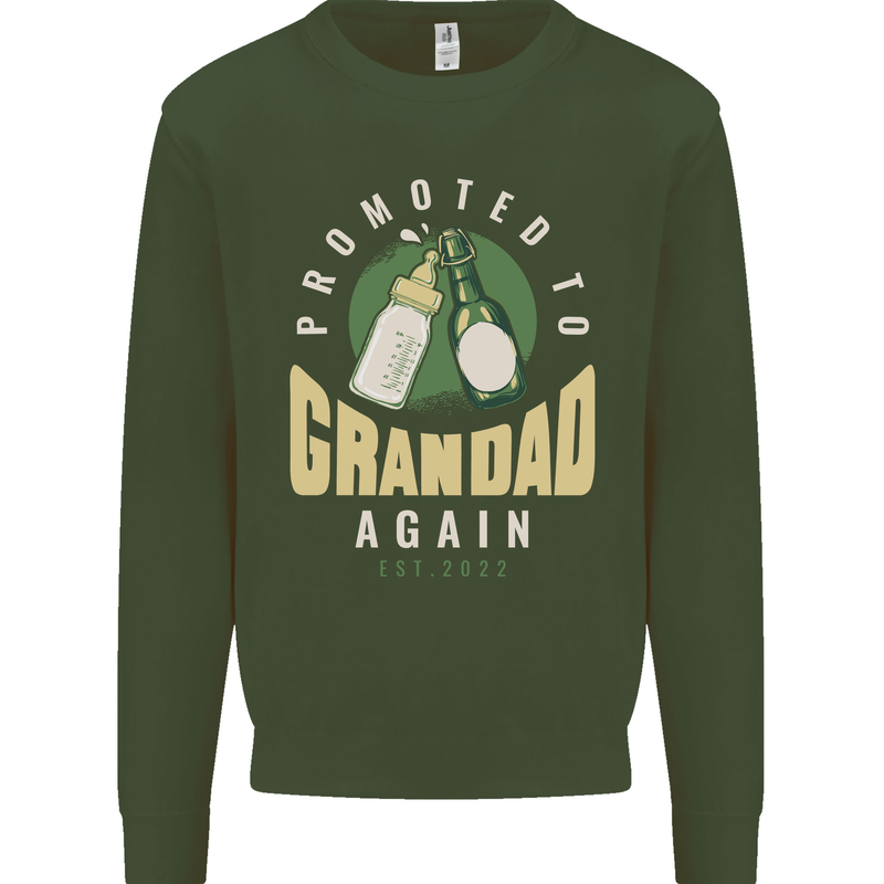Promoted to Grandad Est. 2022 Mens Sweatshirt Jumper Forest Green