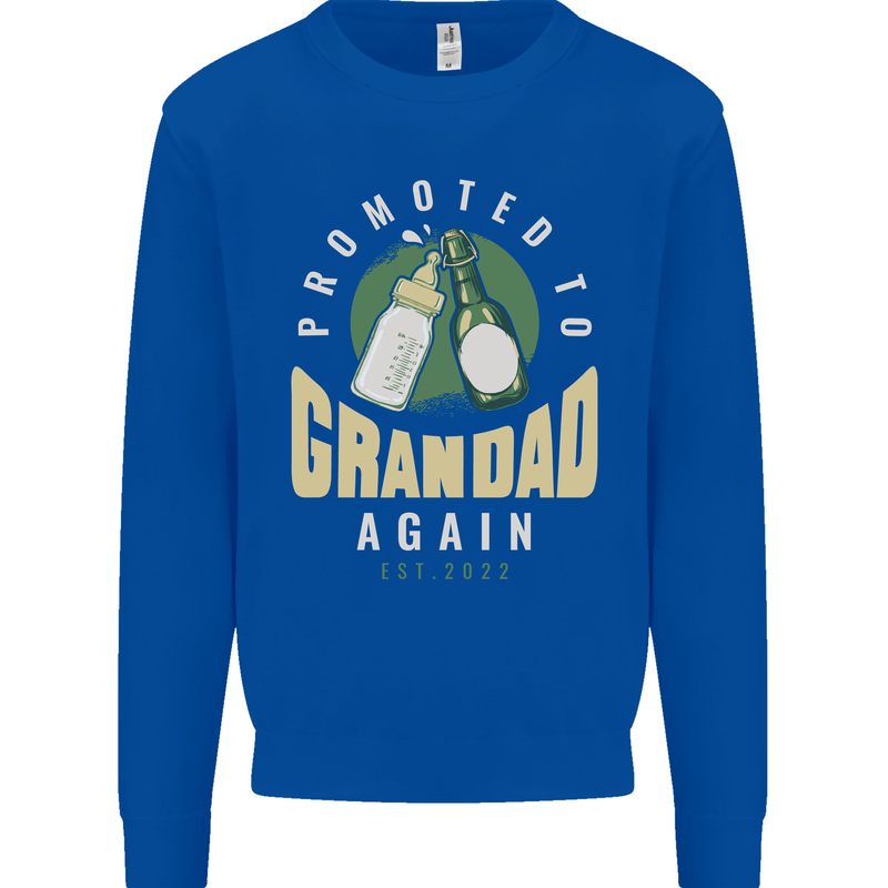 Promoted to Grandad Est. 2022 Mens Sweatshirt Jumper Royal Blue
