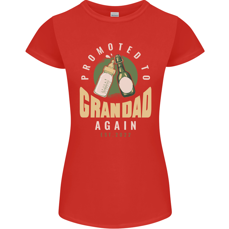 Promoted to Grandad Est. 2022 Womens Petite Cut T-Shirt Red