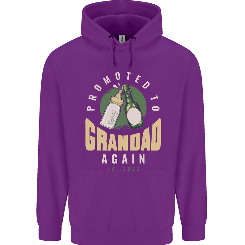 Promoted to Grandad Est. 2023 Childrens Kids Hoodie Purple