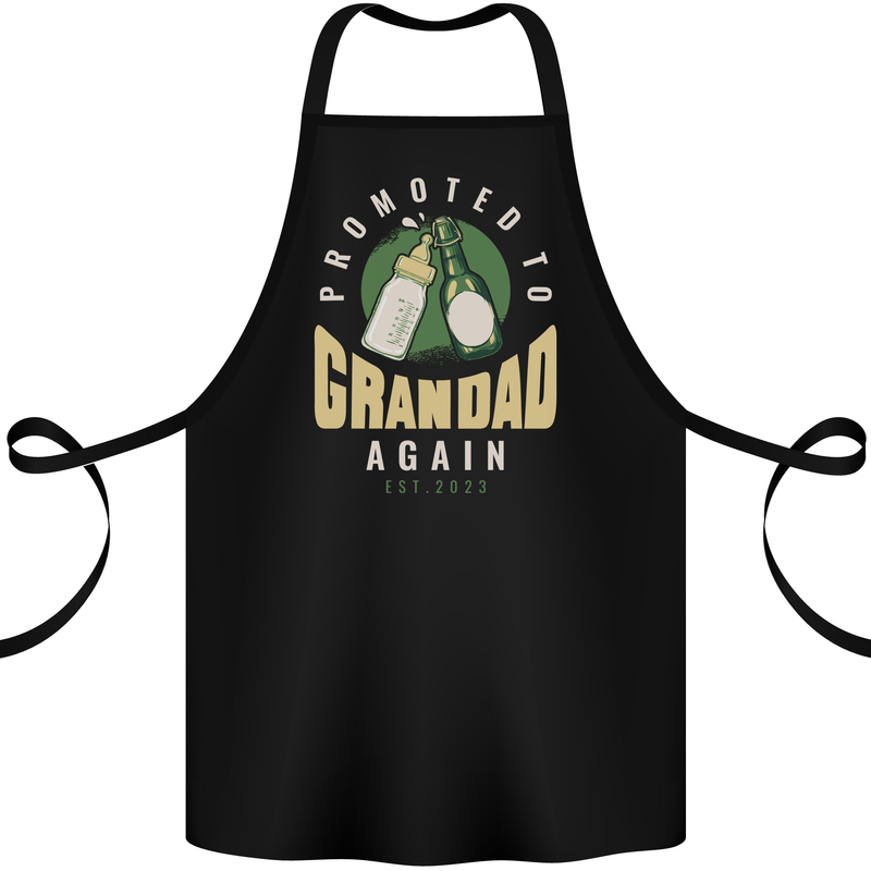 Promoted to Grandad Est. 2023 Cotton Apron 100% Organic Black