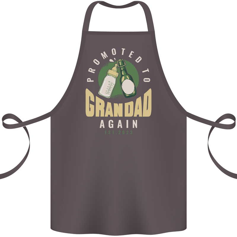 Promoted to Grandad Est. 2023 Cotton Apron 100% Organic Dark Grey