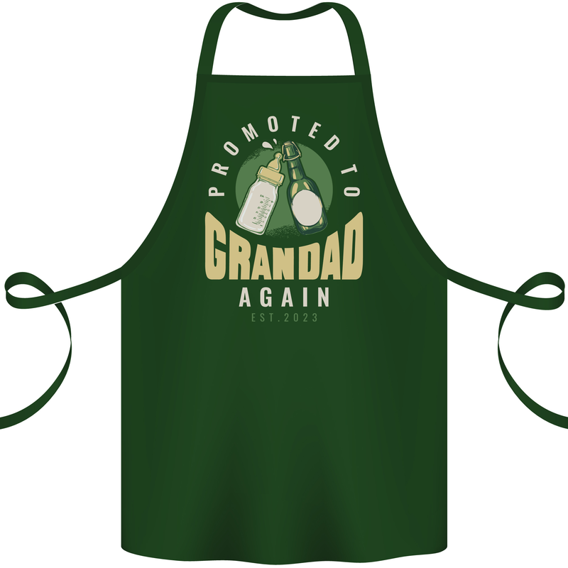 Promoted to Grandad Est. 2023 Cotton Apron 100% Organic Forest Green