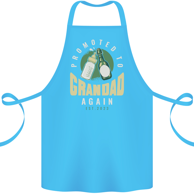 Promoted to Grandad Est. 2023 Cotton Apron 100% Organic Turquoise