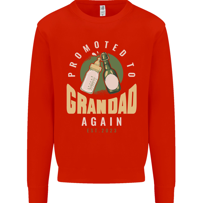 Promoted to Grandad Est. 2023 Kids Sweatshirt Jumper Bright Red