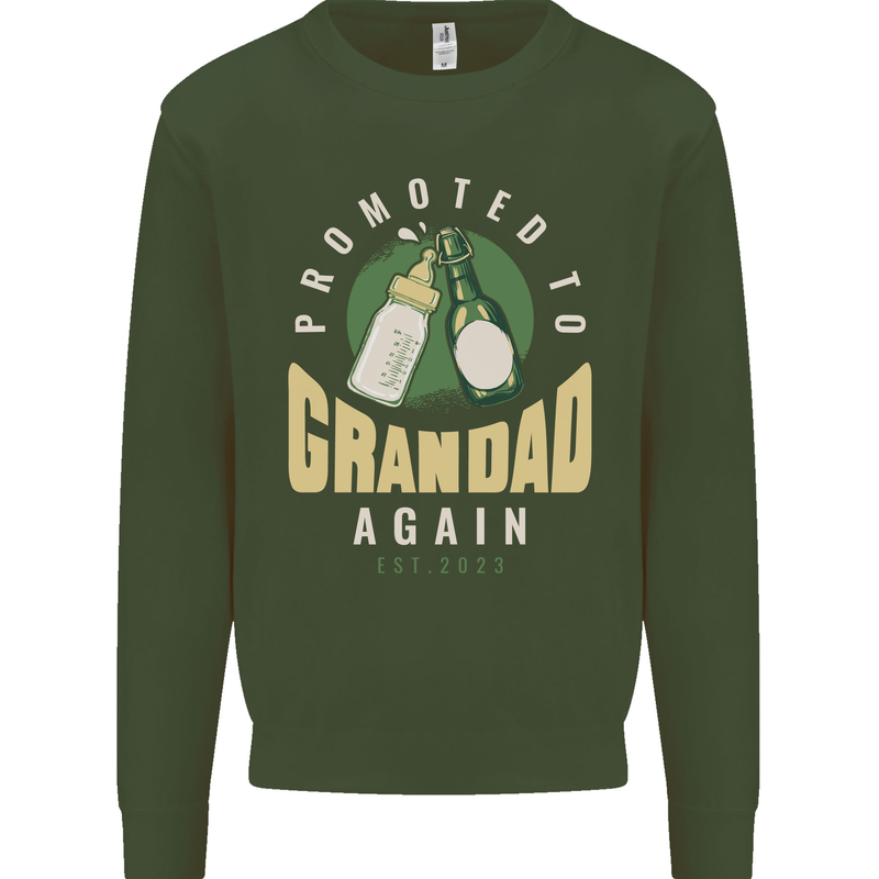 Promoted to Grandad Est. 2023 Kids Sweatshirt Jumper Forest Green