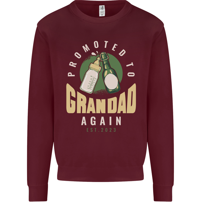 Promoted to Grandad Est. 2023 Kids Sweatshirt Jumper Maroon