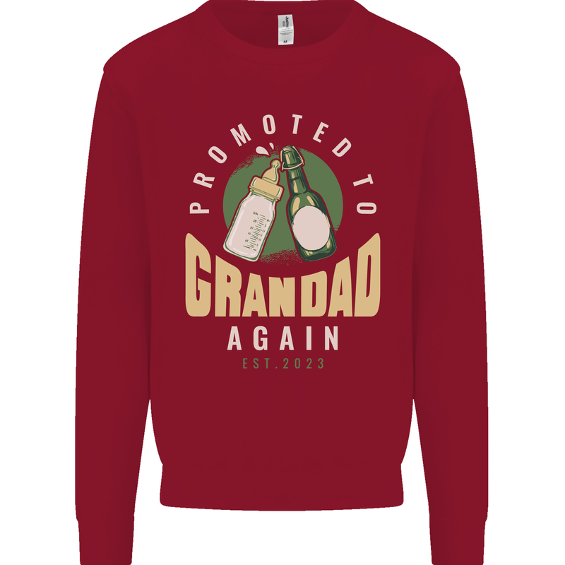 Promoted to Grandad Est. 2023 Kids Sweatshirt Jumper Red