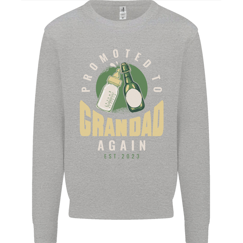 Promoted to Grandad Est. 2023 Kids Sweatshirt Jumper Sports Grey