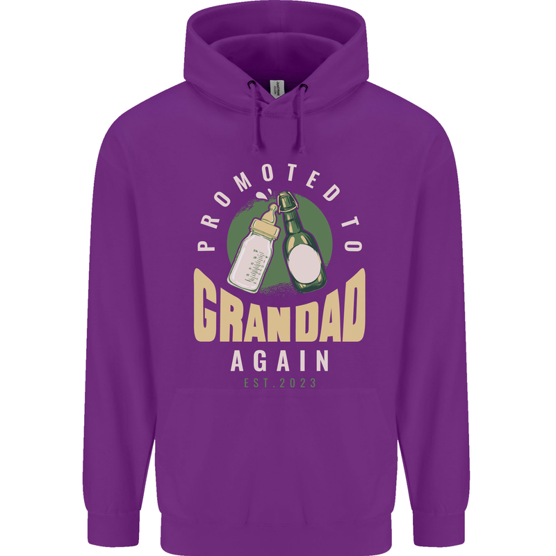 Promoted to Grandad Est. 2023 Mens 80% Cotton Hoodie Purple