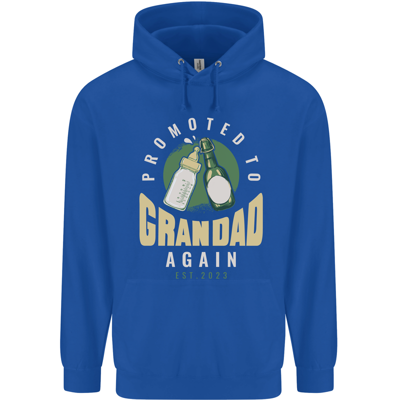 Promoted to Grandad Est. 2023 Mens 80% Cotton Hoodie Royal Blue