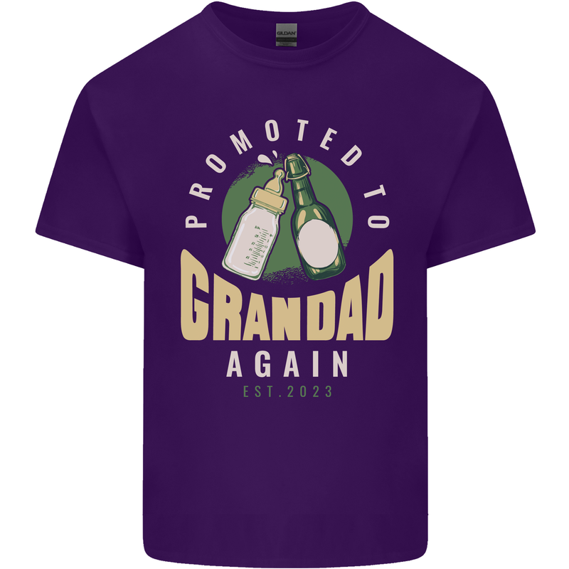 Promoted to Grandad Est. 2023 Mens Cotton T-Shirt Tee Top Purple