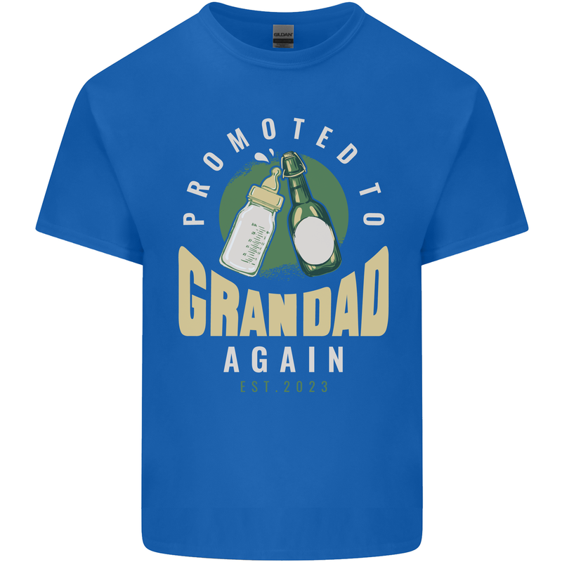 Promoted to Grandad Est. 2023 Mens Cotton T-Shirt Tee Top Royal Blue