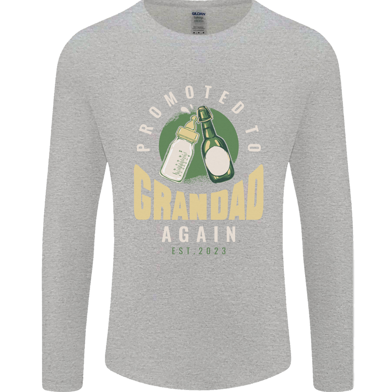 Promoted to Grandad Est. 2023 Mens Long Sleeve T-Shirt Sports Grey