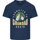 Promoted to Grandad Est. 2023 Mens V-Neck Cotton T-Shirt Navy Blue