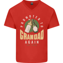Promoted to Grandad Est. 2023 Mens V-Neck Cotton T-Shirt Red