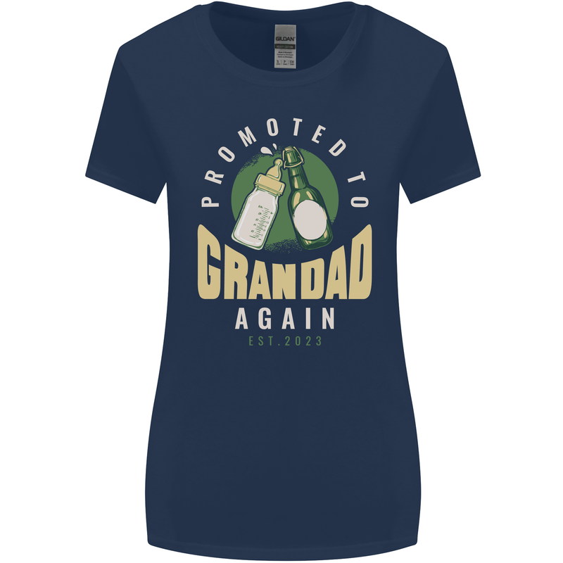 Promoted to Grandad Est. 2023 Womens Wider Cut T-Shirt Navy Blue