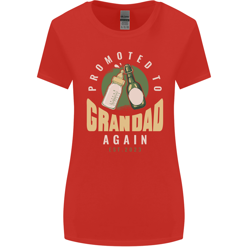 Promoted to Grandad Est. 2023 Womens Wider Cut T-Shirt Red