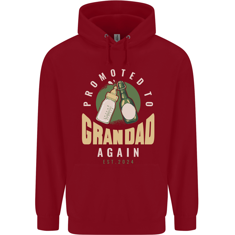 Promoted to Grandad Est. 2024 Childrens Kids Hoodie Red