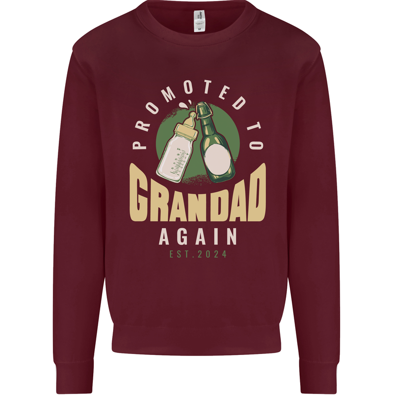 Promoted to Grandad Est. 2024 Kids Sweatshirt Jumper Maroon