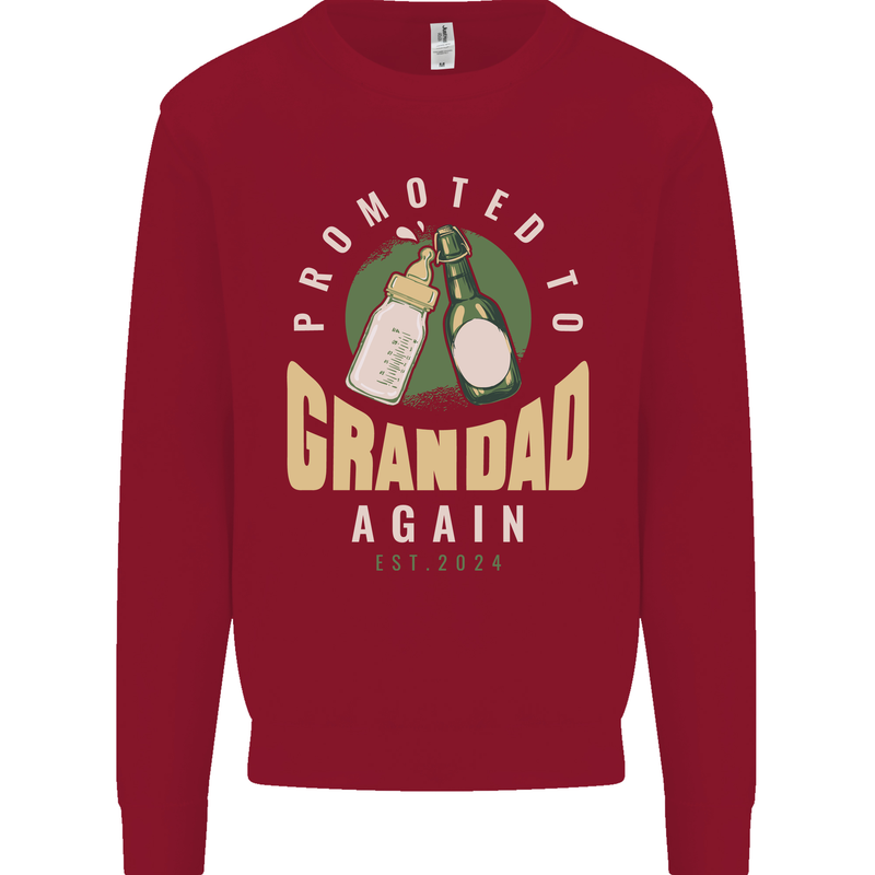 Promoted to Grandad Est. 2024 Kids Sweatshirt Jumper Red
